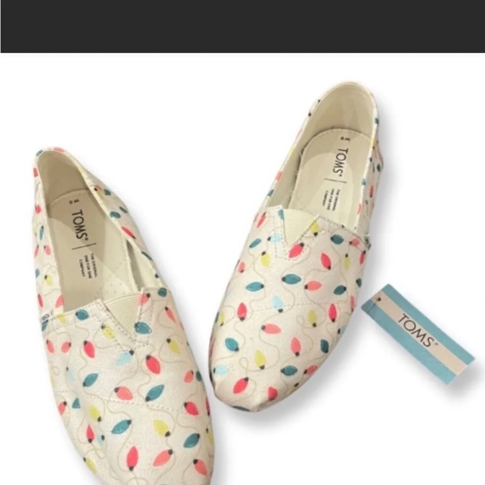 TOMS Belmont Natural Tree Lights Print Flat Shoes NEW Size 7 NWT - Picture 2 of 6